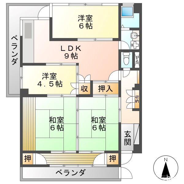 福光西ビル(4LDK/2階)の間取り写真