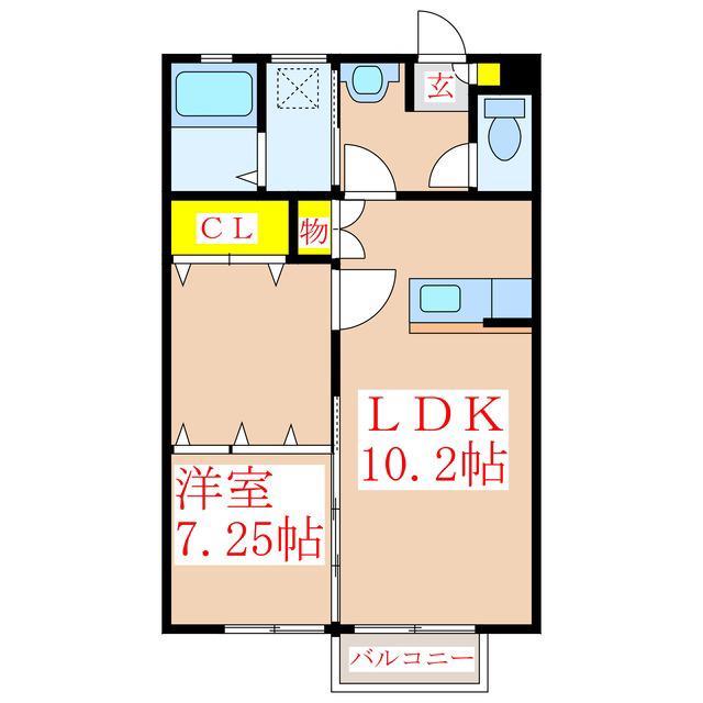 SAKURA(1LDK/2階)の間取り写真