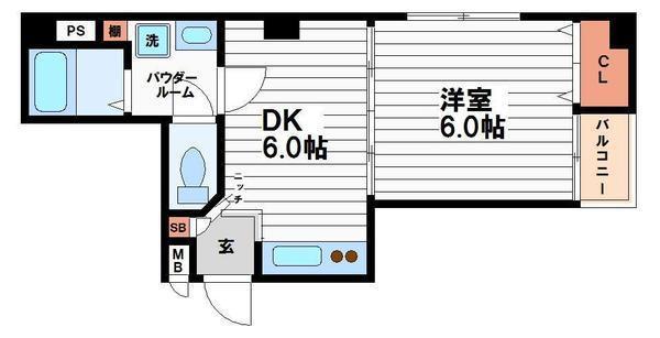 MELL-THEATER(1DK/6階)の間取り写真