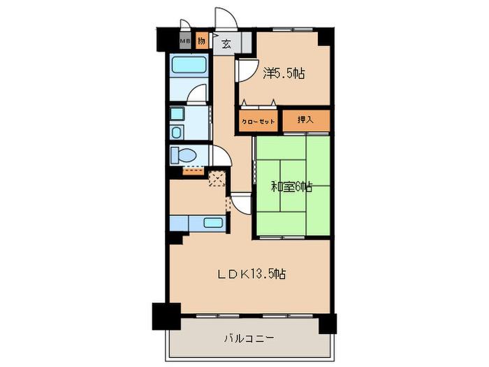 オークヒルズ山口(2LDK/3階)の間取り写真
