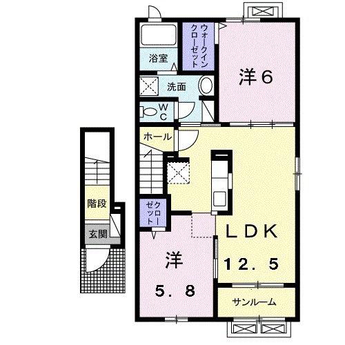 フリーデMFI(2LDK/2階)の間取り写真