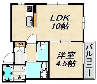 KARIN上沢アネックス(1LDK/3階)の間取り写真