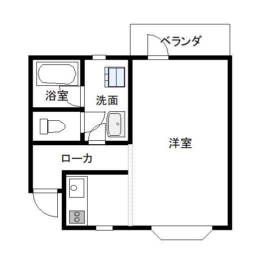 横山マンションII(ワンルーム/2階)の間取り写真