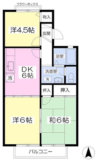グリーンライフ(3DK/2階)の間取り写真