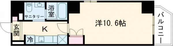 ウイング稲荷町(1K/6階)の間取り写真