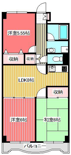ダイヤメゾン戸田公園(3LDK/6階)の間取り写真