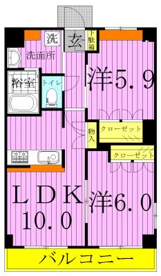HIMMEL BLAヒンメル ブロー(2LDK/3階)の間取り写真