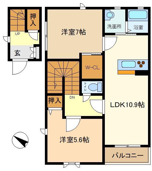 プロヌーブ・せんげん台(2LDK/2階)の間取り写真