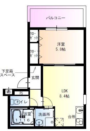 フジパレス尼崎ガーデンV番館(1LDK/2階)の間取り写真