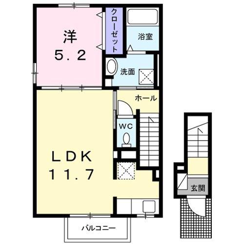 レ ミュー(1LDK/2階)の間取り写真