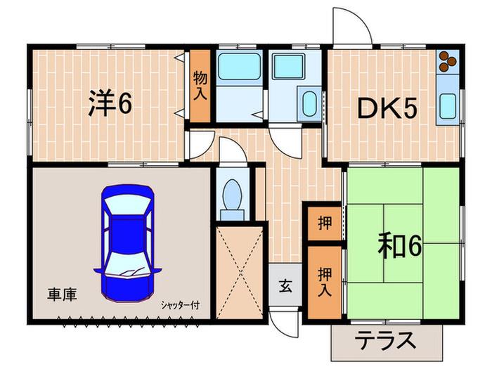 ハイツウメノ(2DK/1階)の間取り写真