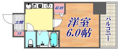 エステムコート神戸(1K/4階)の間取り写真