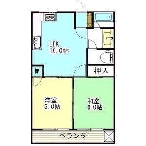 ファミールS&S(2LDK/2階)の間取り写真
