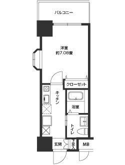 CASSIA豊中三国(1K/4階)の間取り写真