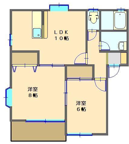 サンリヴァーハイツA・B(2LDK/1階)の間取り写真