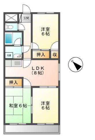ファミリータウンむらた(3DK/2階)の間取り写真