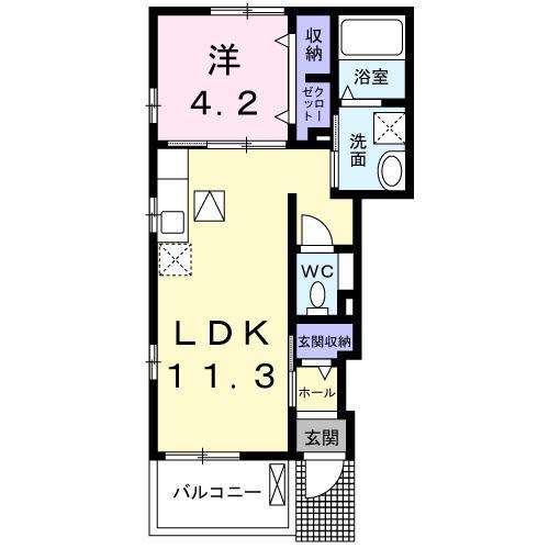 サンフィリア栄C(1LDK/1階)の間取り写真