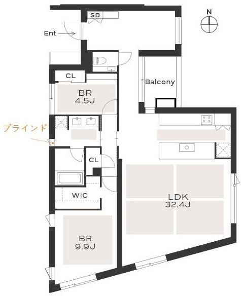 THE GRANDUO KAMIMEGURO(2LDK/3階)の間取り写真