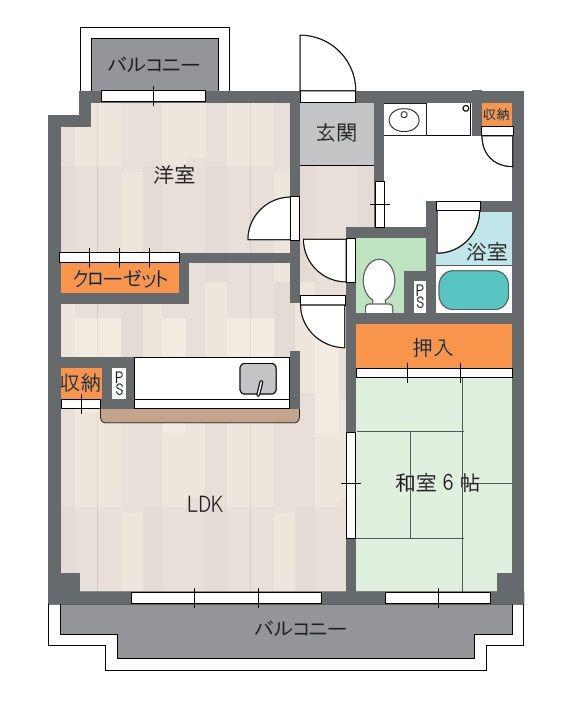 シャトー三木第3(2LDK/3階)の間取り写真