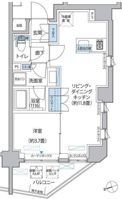 プラネソシエ大森山王(1LDK/4階)の間取り写真