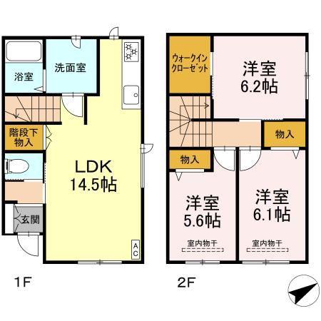 緑苑台東3条テラスハウス(3LDK/1階)の間取り写真