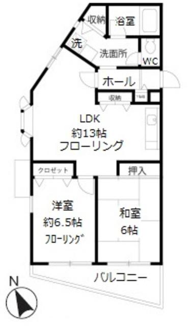 ユリシーズ浜田山(2LDK/3階)の間取り写真