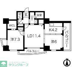 シティコート目黒2号棟 2(2LDK/6階)の間取り写真