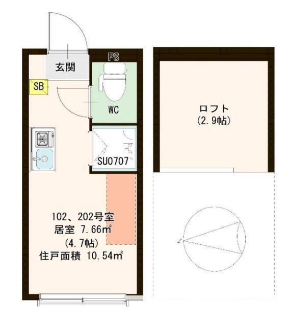 クレシア下高井戸(ワンルーム/2階)の間取り写真