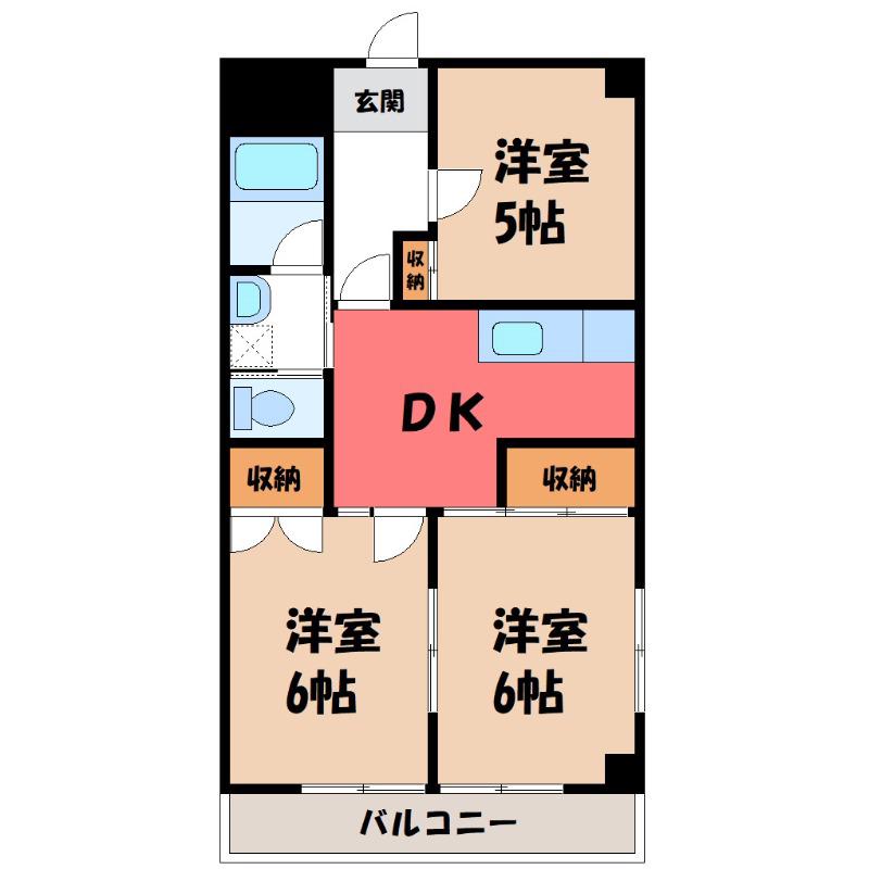 グランディール藤清 弐番館(3DK/2階)の間取り写真