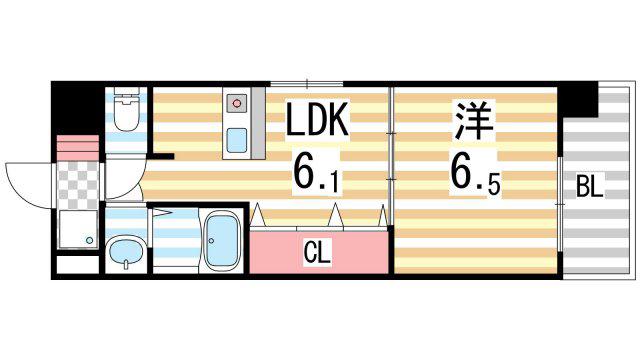 ジャルダン学研住道(1DK/2階)の間取り写真