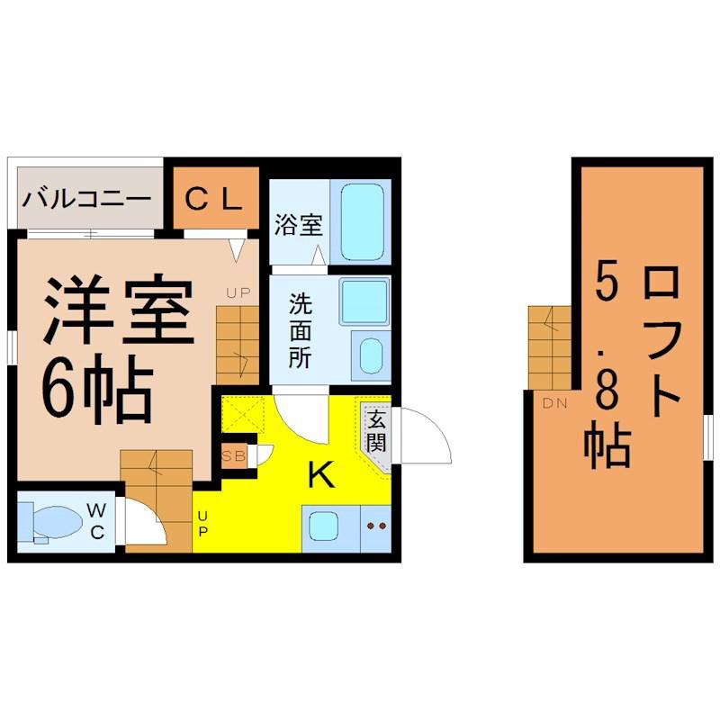 ハーモニーテラス呼続II(1K/1階)の間取り写真