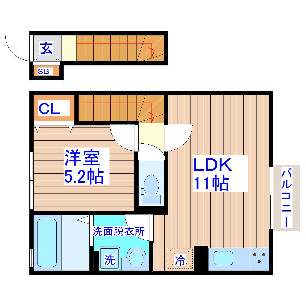 ファミール(1LDK/2階)の間取り写真