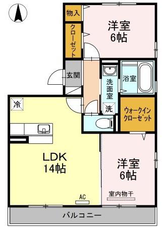カーサ・フェリーチェ201(2LDK/2階)の間取り写真