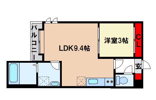GRANDTIC PERFETTO FUTUKAICH(1LDK/2階)の間取り写真