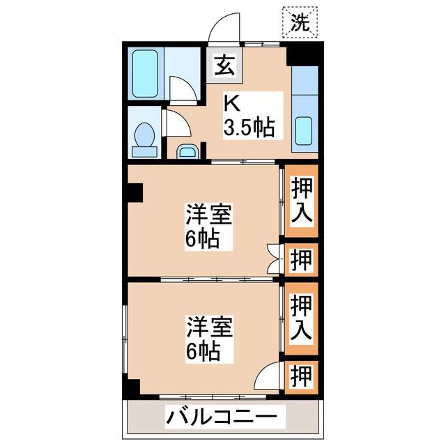 牛山ビル(2K/2階)の間取り写真