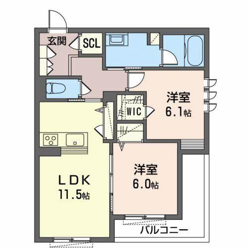 サウスERN LINO(2LDK/2階)の間取り写真