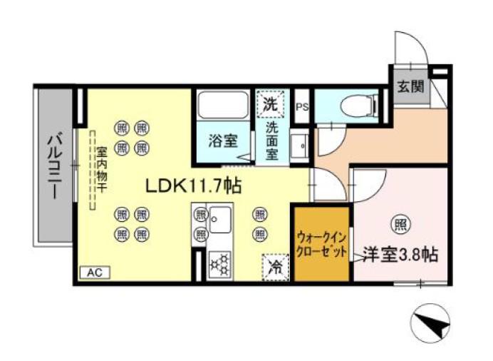 サンガーデン新山口 A(1LDK/2階)の間取り写真