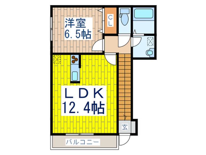 LA VIALETTA(1LDK/2階)の間取り写真