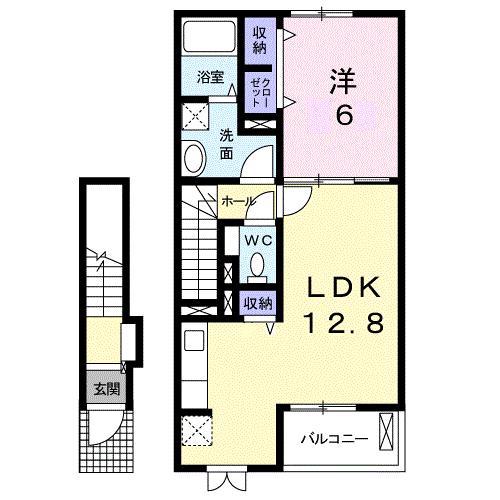アンジュ・K(1LDK/2階)の間取り写真