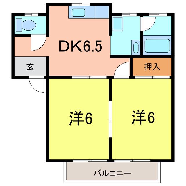 サンエクセルI(2DK/2階)の間取り写真