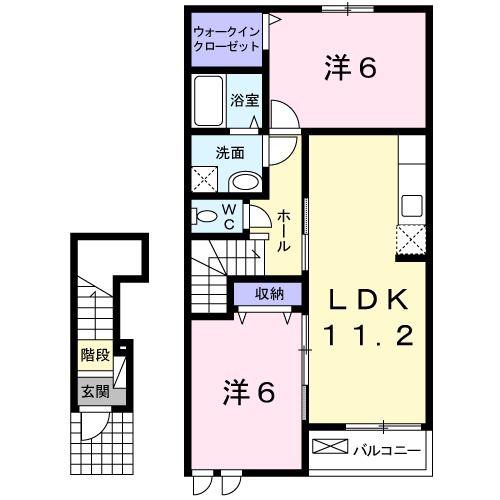 コンフォート切ノ川(2LDK/2階)の間取り写真