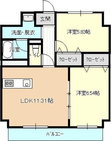 グランプ GRANP(2LDK/6階)の間取り写真