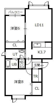パルフェI(2LDK/2階)の間取り写真