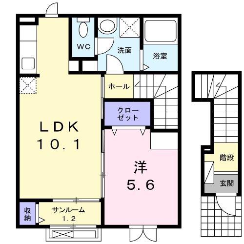 プチ・ボヌ-ル(1LDK/2階)の間取り写真