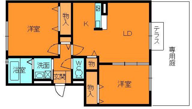 リザイアA棟(2LDK/2階)の間取り写真