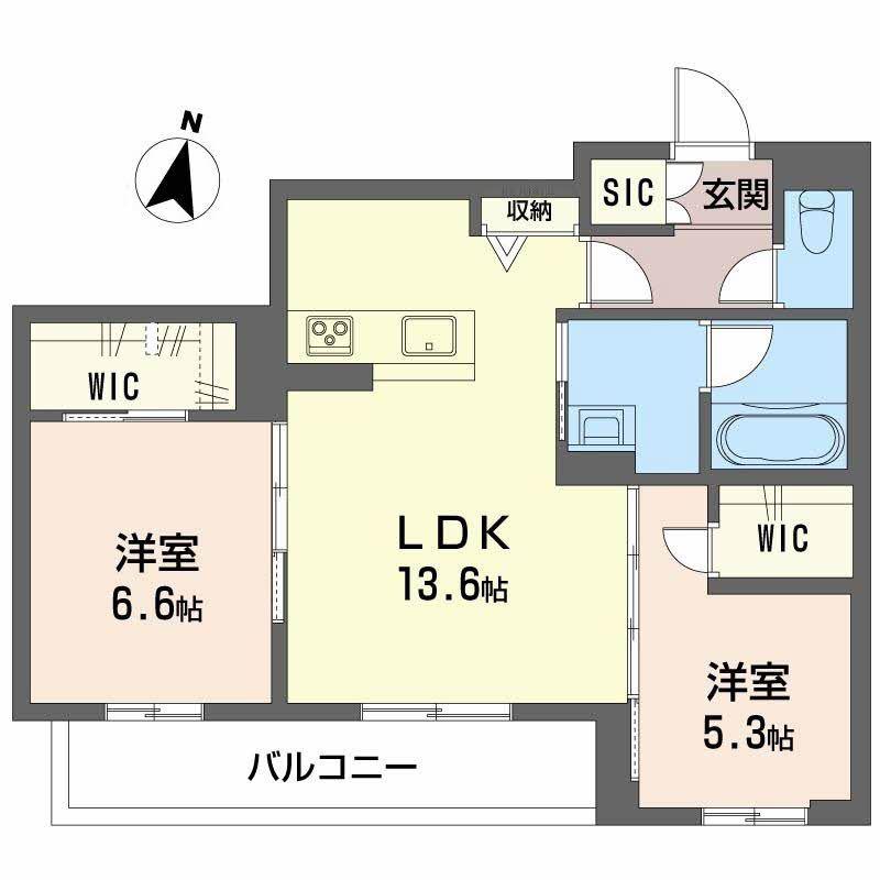 弓張月 上杉(2LDK/4階)の間取り写真