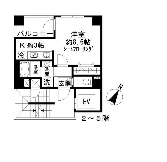 AZUR勝どき4丁目(1K/3階)の間取り写真