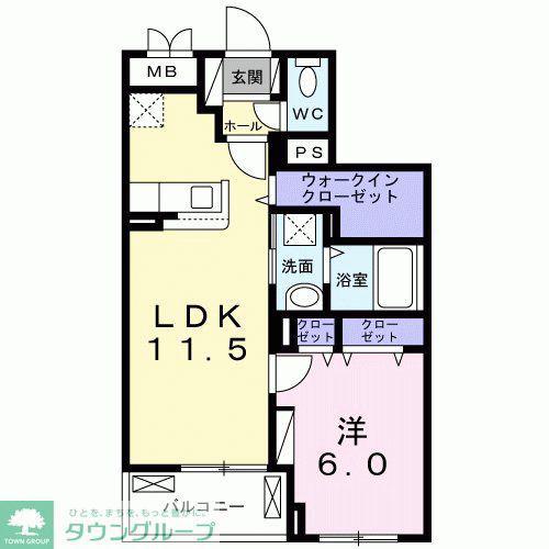 フォレスト ラコ(1LDK/1階)の間取り写真
