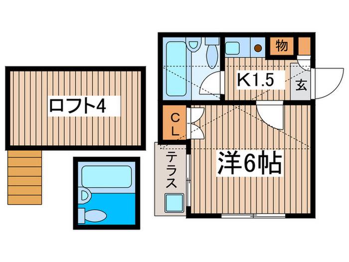 HESTIA2番館(1K/1階)の間取り写真