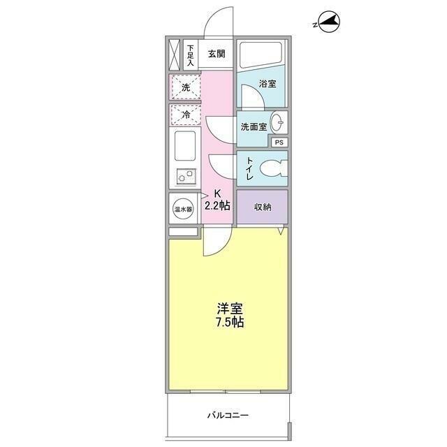 ベルク城山弐番館(1K/1階)の間取り写真